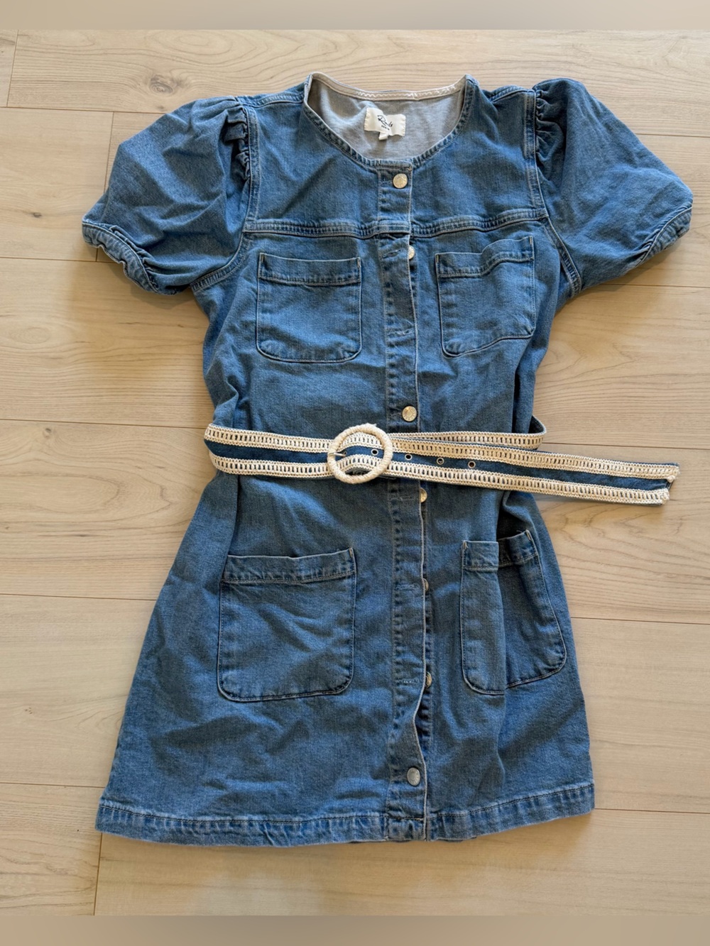 Rails Blue Denim Mini Dress with Cream Woven Belt